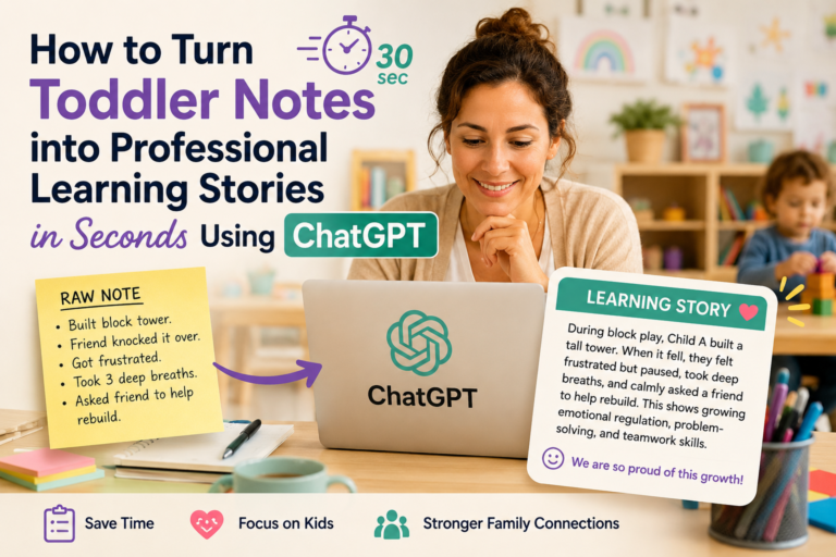 How to Turn Toddler Observation Notes Into Professional Learning Stories With ChatGPT in 1 Minute